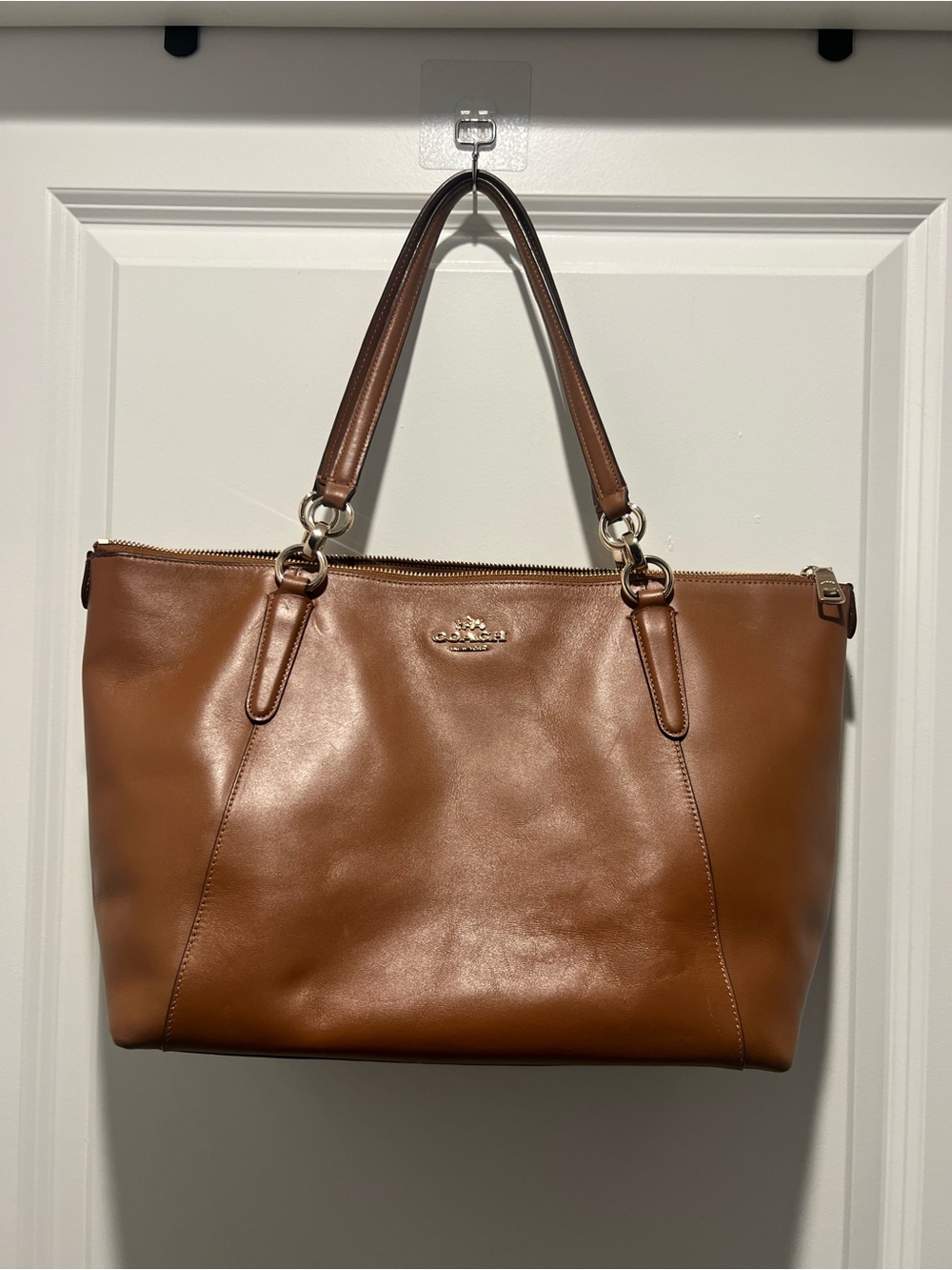 Coach Tan Leather Tote with Gold Hardware